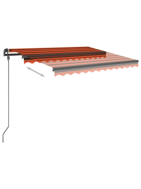 Manuaalisesti kelattava markiisi LED-valot 3x2,5m oranssiruskea