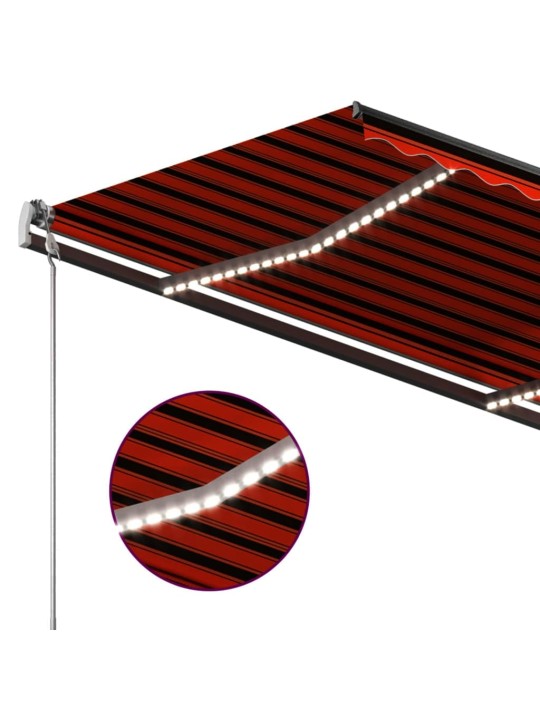 Manuaalisesti kelattava markiisi LED-valot 3x2,5m oranssiruskea