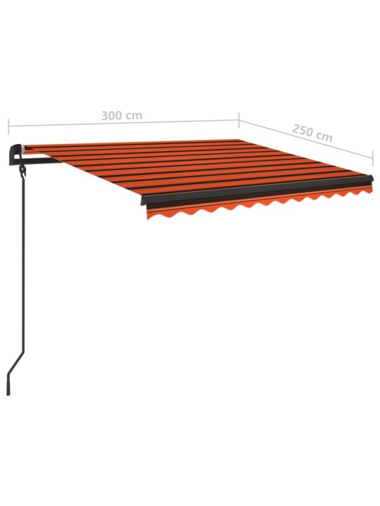 Manuaalisesti kelattava markiisi LED-valot 3x2,5m oranssiruskea