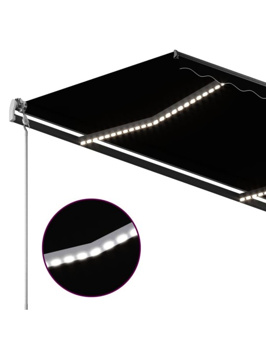 Sisäänkelattava markiisi LED/tuulisensori 3x2,5 m antrasiitti