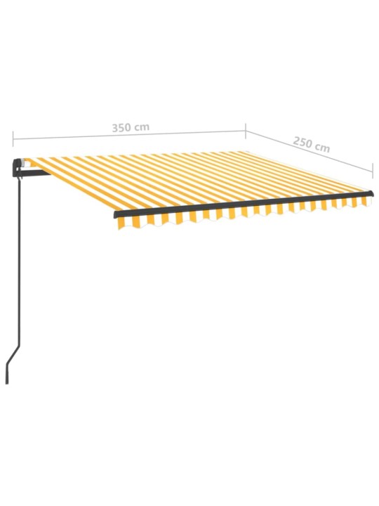 Käsin sisäänkelattava markiisi LEDillä 3,5x2,5 m keltavalkoinen