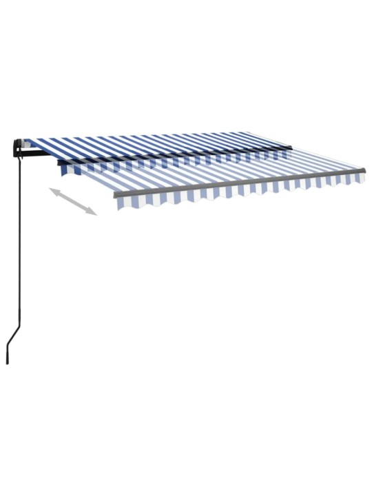 Sisäänkelattava markiisi LED/tuulisens. 3,5x2,5 m sinivalkoinen