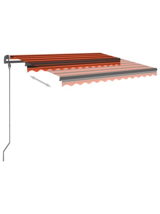 Sisäänkelattava markiisi LED/tuulisens. 3,5x2,5 m oranssiruskea