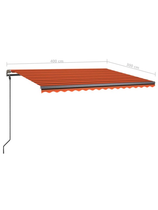 Manuaalisesti kelattava markiisi tolpilla 4x3 m oranssi/ruskea