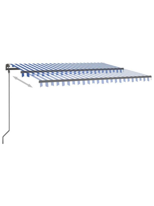 Manuaalisesti kelattava markiisi LED-valot 4x3 m sinivalkoinen