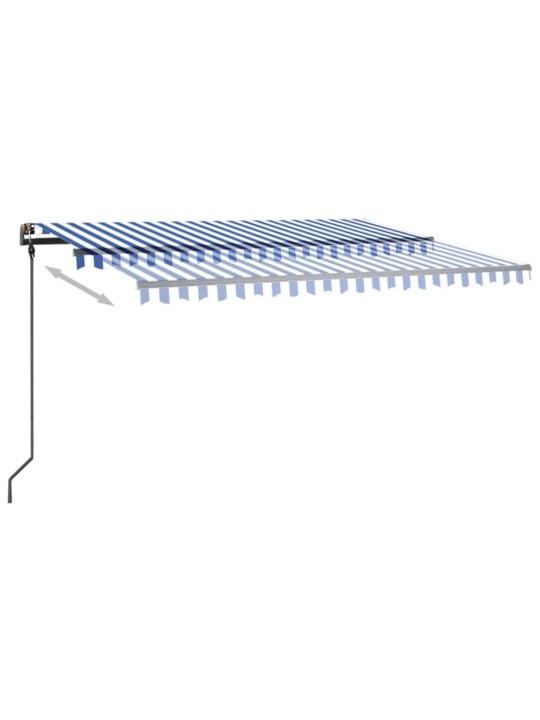 Sisäänkelattava markiisi LED/tuulisensori 4x3 m sinivalkoinen