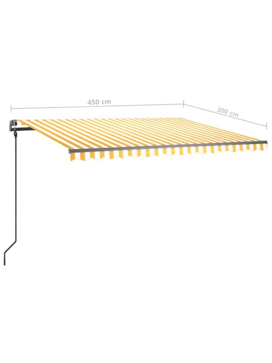 Manuaalisesti kelattava markiisi LED-valot 4,5x3 m keltavalk.