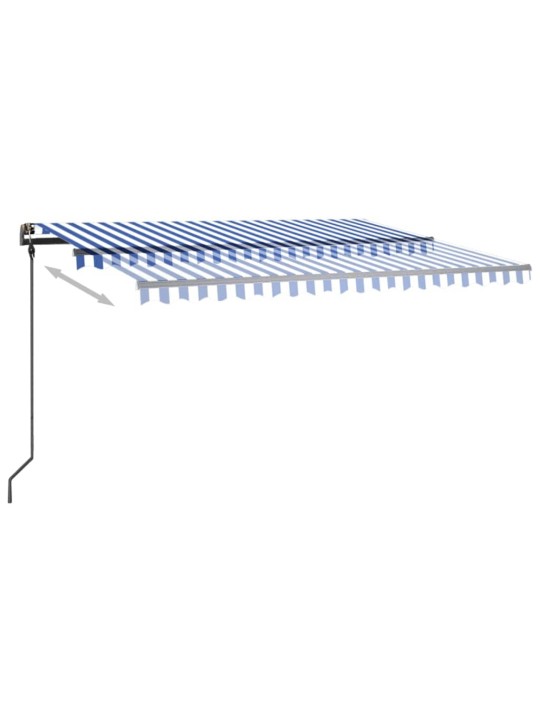 Sisäänkelattava markiisi LED/tuulisensori 4,5x3 m sinivalkoinen