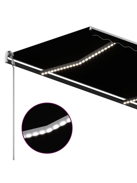 Sisäänkelattava markiisi LED/tuulisensori 4,5x3 m antrasiitti