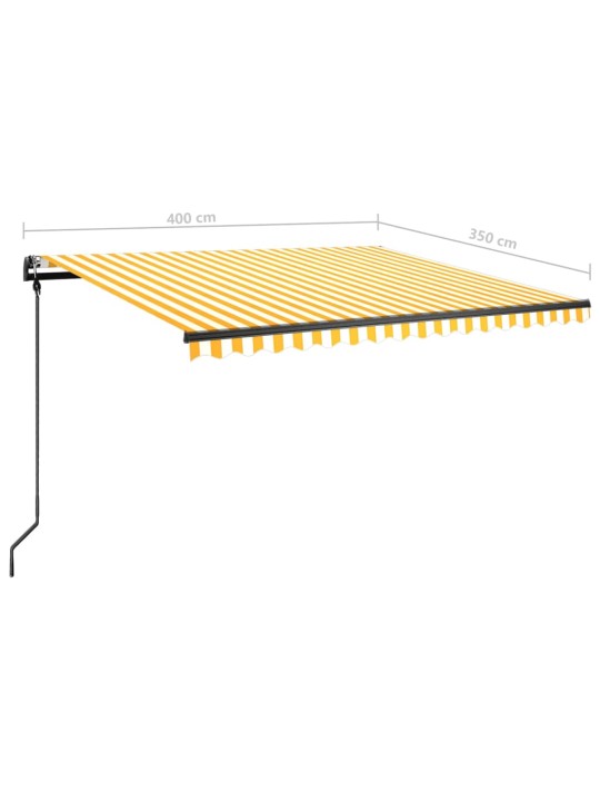 Sisäänkelattava markiisi LED/tuulisensori 4x3,5m keltavalkoinen