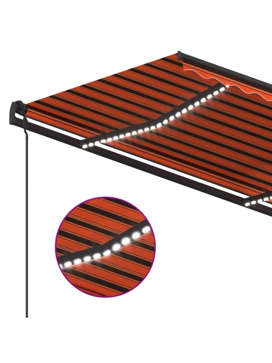 Sisäänkelattava markiisi LED/tuulisensori 4x3,5 m oranssiruskea