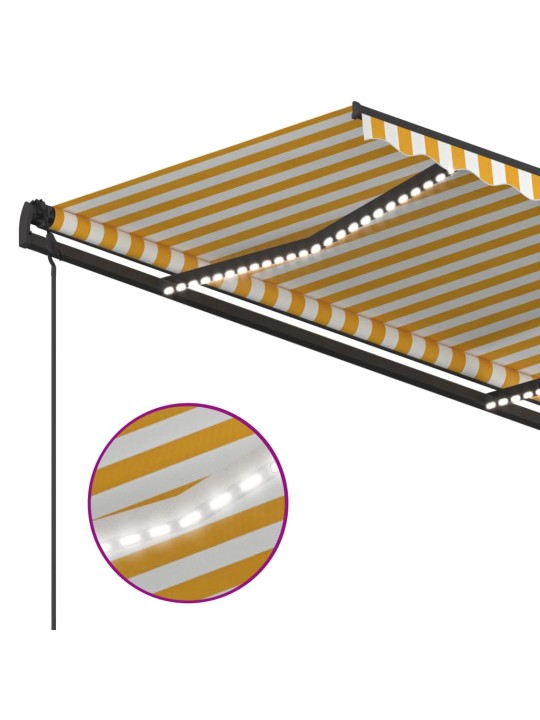 Manuaalisesti kelattava markiisi LED-valot 4,5x3,5 m keltavalk.