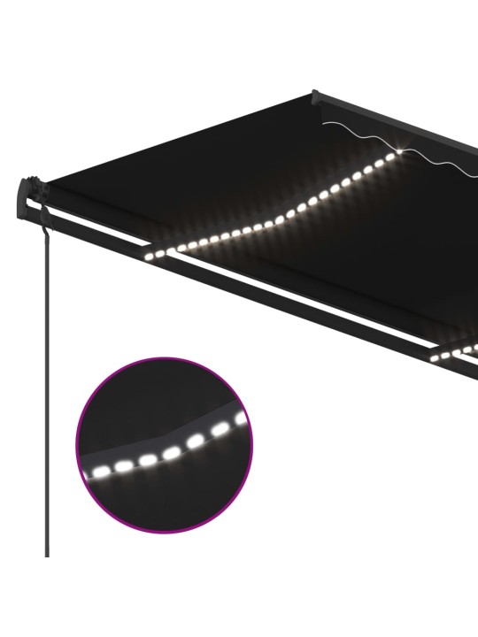 Manuaalisesti kelattava markiisi LED-valot 4,5x3,5m antrasiitti