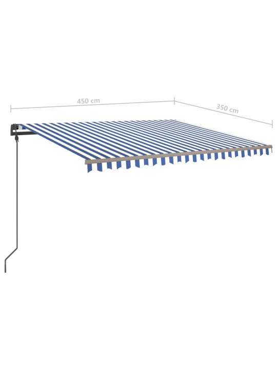 Sisäänkelattava markiisi LED/tuulisensori 4,5x3,5 m sinivalk.