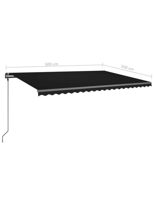 Sisäänkelattava markiisi LED/tuulisensori 5x3,5 m antrasiitti