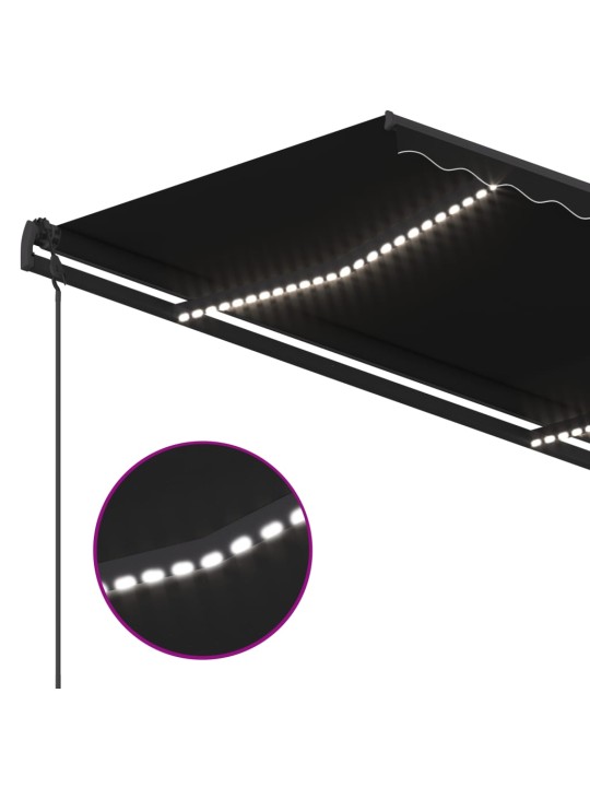 Sisäänkelattava markiisi LED/tuulisensori 5x3,5 m antrasiitti