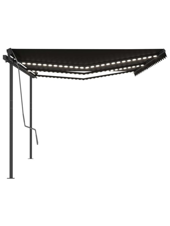 Sisäänkelattava markiisi LED/tuulisensori 6x3,5 m antrasiitti
