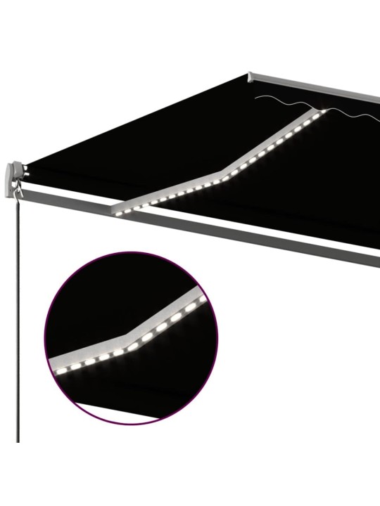 Sisäänkelattava markiisi LED/tuulisensori 6x3,5 m antrasiitti