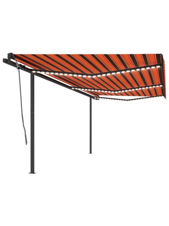 Sisäänkelattava markiisi led/tuulisensori 6x3,5 m oranssiruskea