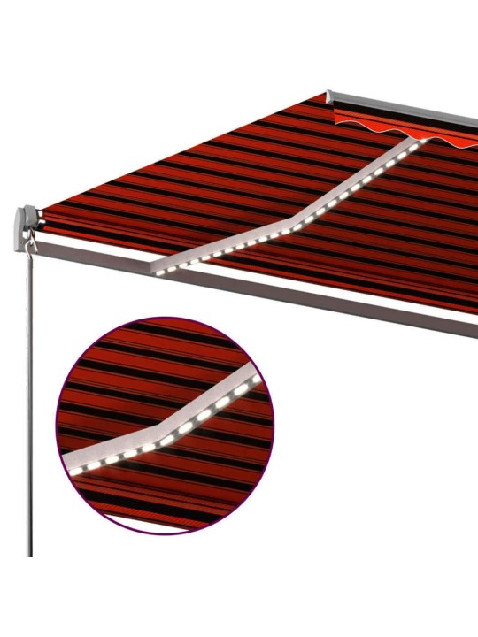 Sisäänkelattava markiisi led/tuulisensori 6x3,5 m oranssiruskea
