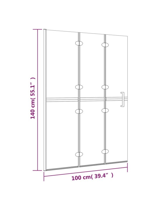 Taittuva suihkuseinä ESG 100x140 cm valkoinen