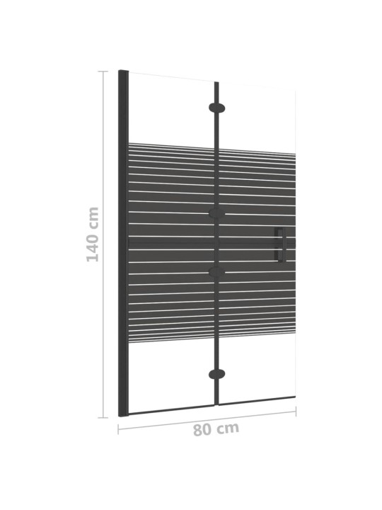 Taittuva suihkuseinä ESG 80x140 cm musta