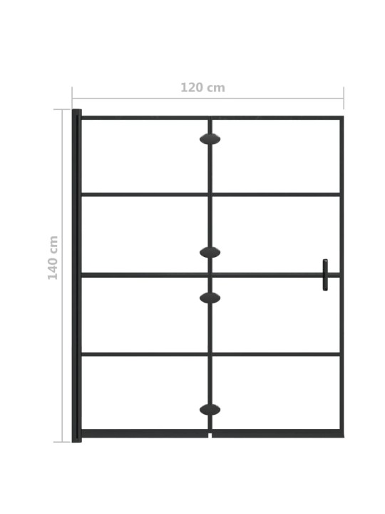 Taittuva suihkuseinä ESG 120x140 cm musta