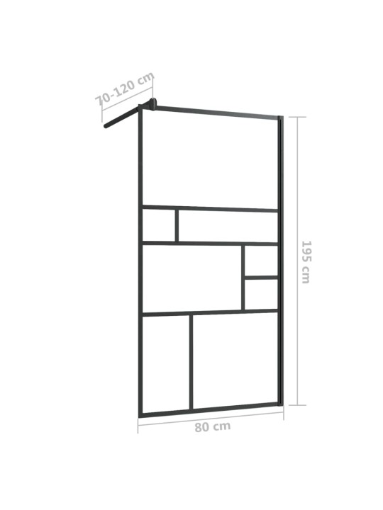 Walk-in suihkun seinäke kirkas ESG-lasi 80x195 cm musta