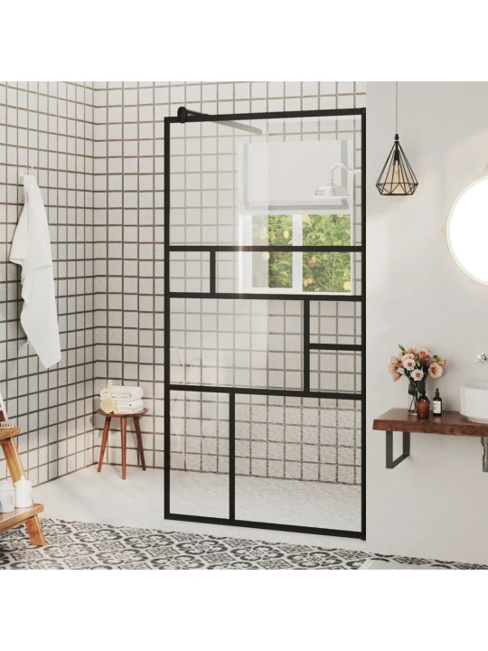 Walk-in suihkun seinäke kirkas ESG-lasi 80x195 cm musta