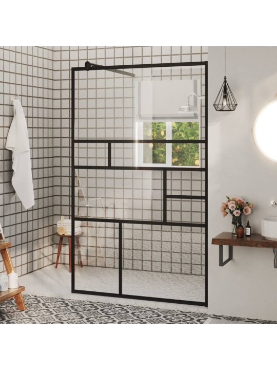 Walk-in suihkun seinäke kirkas ESG-lasi 100x195 cm musta