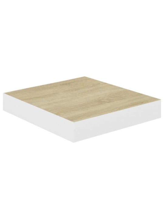 Kelluvat seinähyllyt 2 kpl tammi ja valkoinen 23x23,5x3,8cm MDF