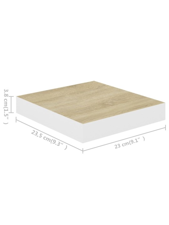 Kelluvat seinähyllyt 4 kpl tammi ja valkoinen 23x23,5x3,8cm MDF