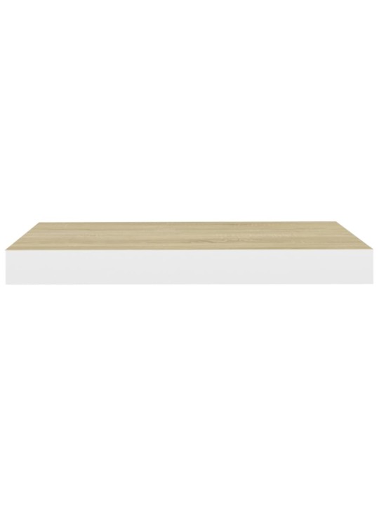 Kelluvat seinähyllyt 2 kpl tammi ja valkoinen 50x23x3,8 cm MDF