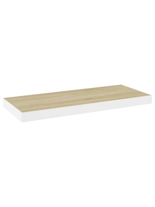 Kelluvat seinähyllyt 2 kpl tammi ja valkoinen 60x23,5x3,8cm MDF