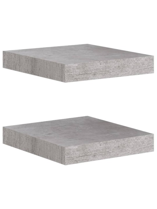 Kelluvat seinähyllyt 2 kpl betoninharmaa 23x23,5x3,8 cm MDF