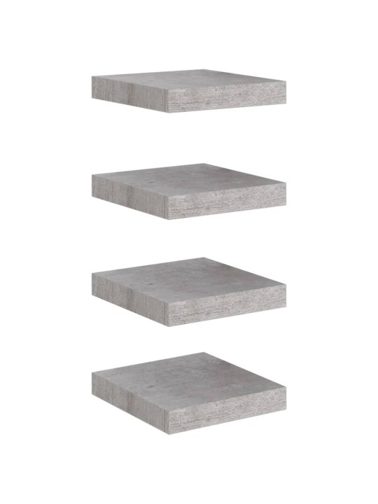 Kelluvat seinähyllyt 4 kpl betoninharmaa 23x23,5x3,8 cm MDF