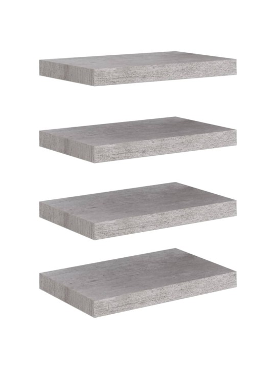 Kelluvat seinähyllyt 4 kpl betoninharmaa 40x23x3,8 cm MDF