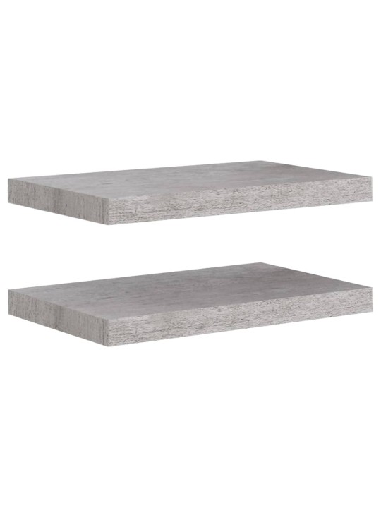 Kelluvat seinähyllyt 2 kpl betoninharmaa 50x23x3,8 cm MDF