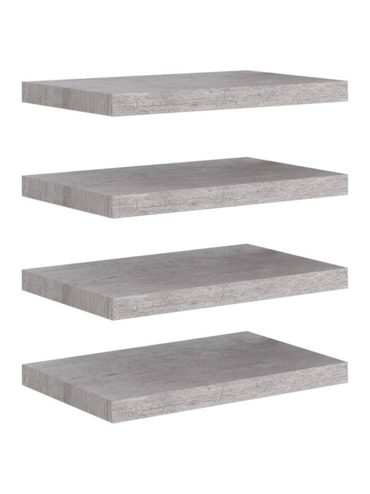 Kelluvat seinähyllyt 4 kpl betoninharmaa 50x23x3,8 cm MDF