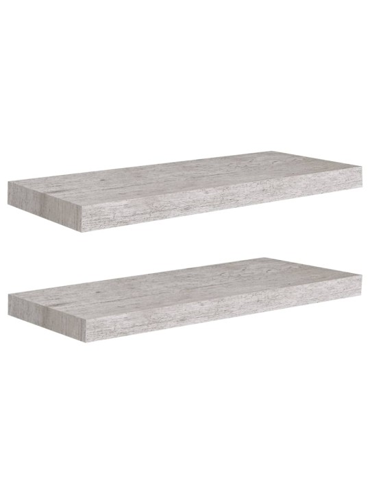 Kelluvat seinähyllyt 2 kpl betoninharmaa 60x23,5x3,8 cm MDF