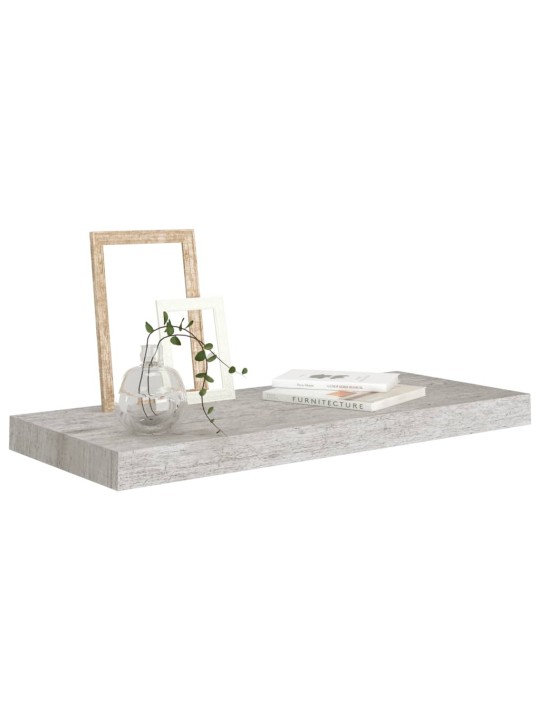 Kelluvat seinähyllyt 2 kpl betoninharmaa 60x23,5x3,8 cm MDF