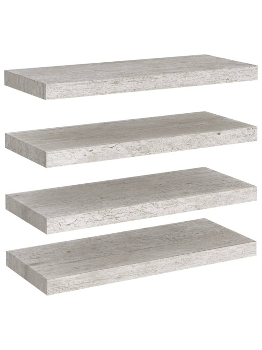 Kelluvat seinähyllyt 4 kpl betoninharmaa 60x23,5x3,8 cm MDF