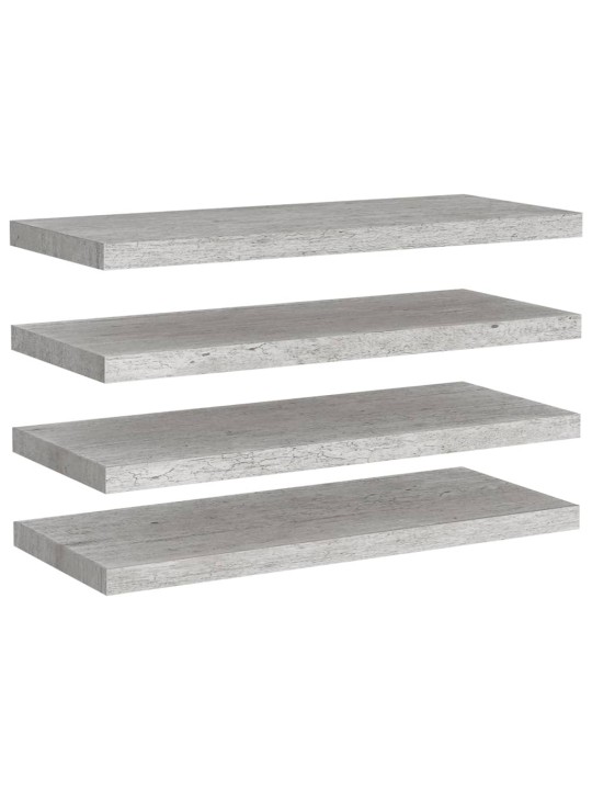 Kelluvat seinähyllyt 4 kpl betoninharmaa 80x23,5x3,8 cm MDF