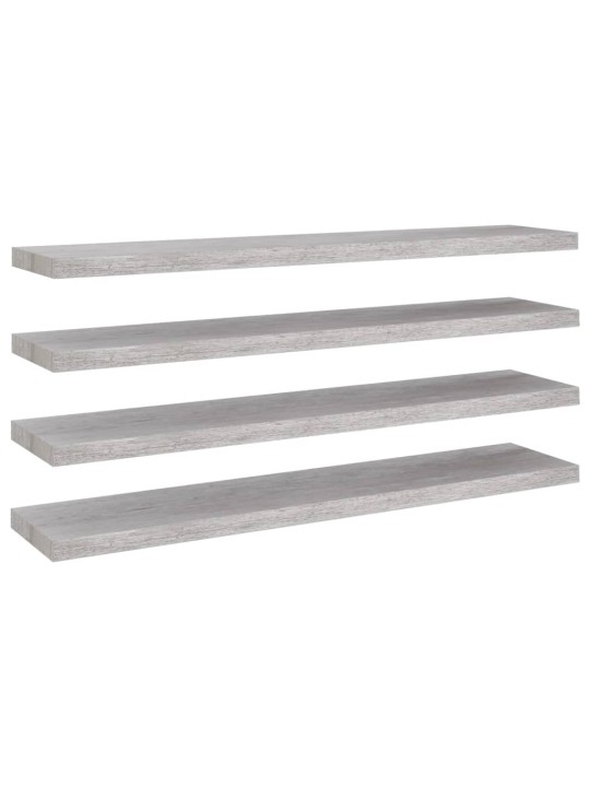 Kelluvat seinähyllyt 4 kpl betoninharmaa 120x23,5x3,8 cm MDF