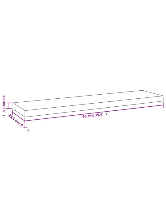 Kelluvat seinähyllyt 2 kpl sininen 90x23,5x3,8 cm MDF