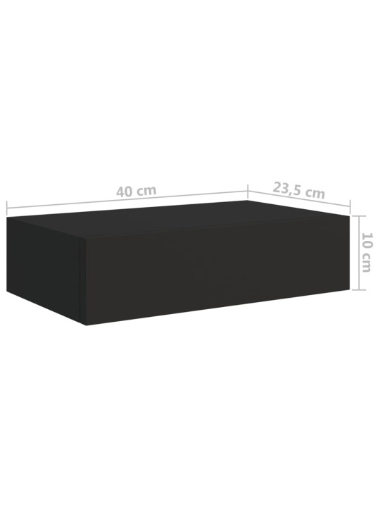 Seinälaatikkohyllyt 2 kpl musta 40x23,5x10 cm MDF