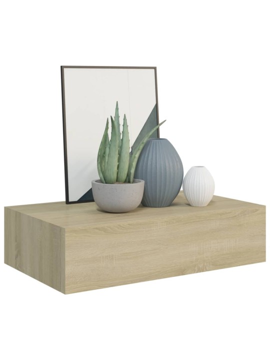 Seinälaatikkohyllyt 2 kpl tammi 40x23,5x10 cm MDF