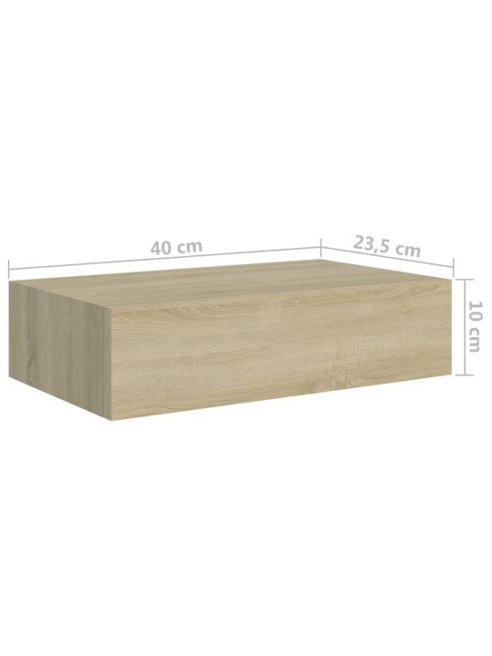 Seinälaatikkohyllyt 2 kpl tammi 40x23,5x10 cm MDF