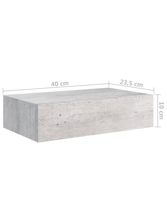 Seinälaatikkohylly betoninharmaa 40x23,5x10 cm MDF