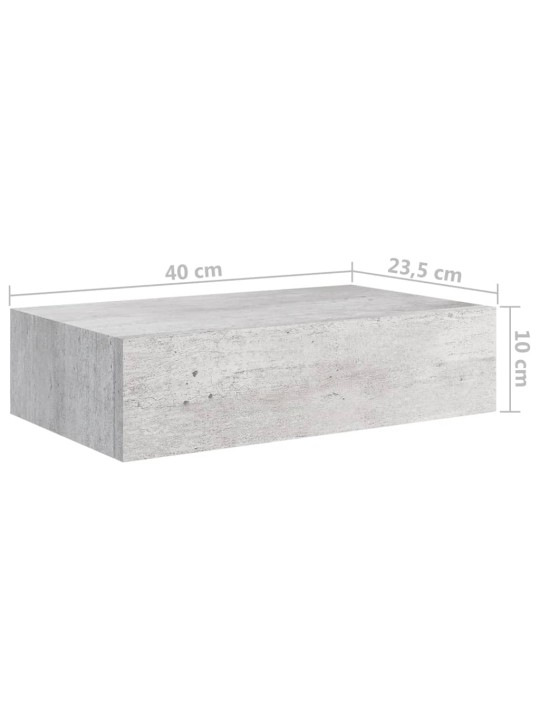 Seinälaatikkohyllyt 2 kpl betoninharmaa 40x23,5x10 cm MDF